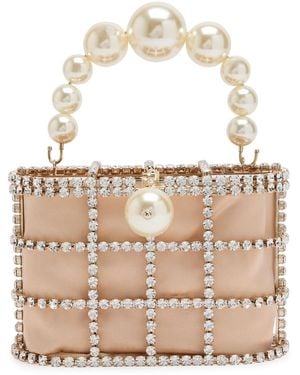 Rosantica Holli Crystal-Embellished Satin Top Handle Bag - Natural
