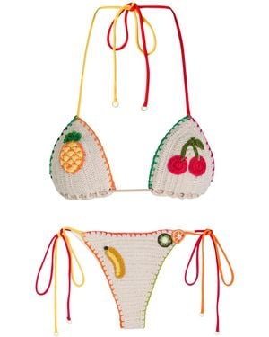 Leslie Amon Bondi Born Margot Square-Neck Designer Swimsuit - Red
