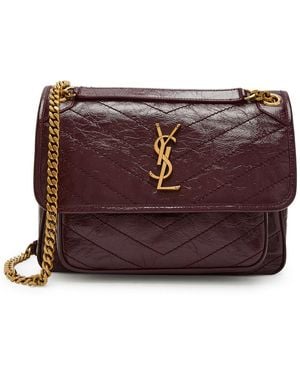 Saint Laurent Niki Medium Patent Leather Shoulder Bag - Purple
