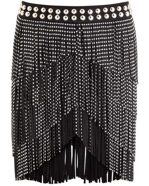 Isabel Marant Carmelia Fringed Studded Faux Suede Mini Skirt - Black