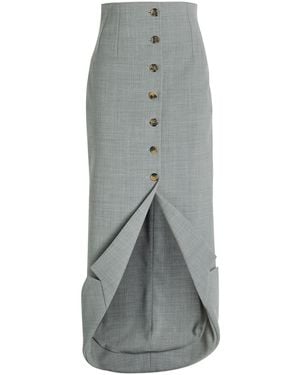A.W.A.K.E. MODE Jacket-Collar Darted Woven Midi Skirt - Gray