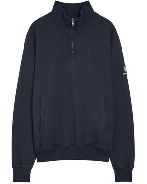 Sandbanks Logo-Appliquéd Quarter-Zip Cotton Sweatshirt - Blue