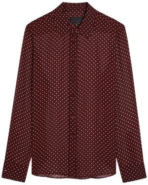 Nili Lotan Gaia Polka Dot Multicolored 100% Silk-Chiffon Shirt Uk12 - Purple