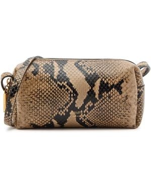 KHAITE Kye Mini Snake-Effect Leather And Suede Cross-Body Bag - Brown