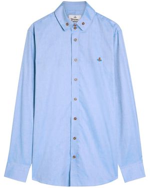 Vivienne Westwood Krall Logo-Embroidered Cotton Shirt - Blue