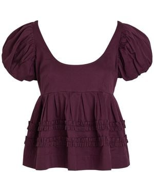 Damson Madder Joy Ruffled Cotton-Poplin Blouse - Purple