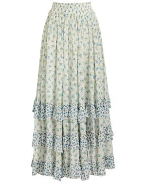 Free People Brynn Floral-Print Cotton-Blend Midi Skirt - White