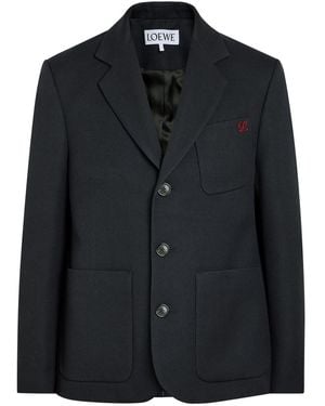 Loewe Logo-Embroidered Wool Jacket - Black