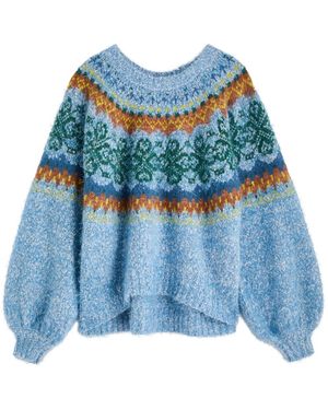 Free People Festive Frost Fairisle Knitted Jumper - Blue