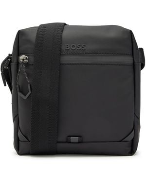 BOSS Stenson Logo Coated Canvas Cross-Body Bag - Black