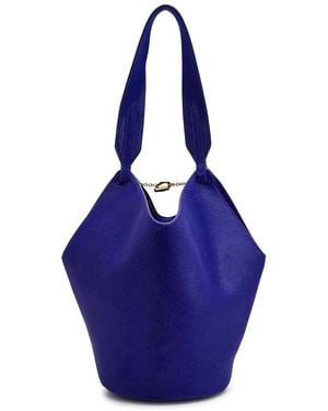 KHAITE Lotus Mini Suede Tote Bag - Blue