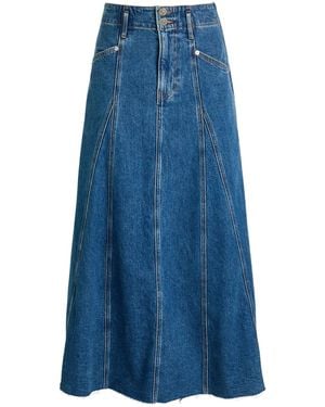 Veronica Beard Alix Panelled Stretch-Denim Midi Skirt - Blue