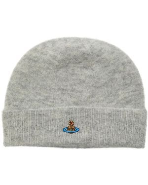 Vivienne Westwood Logo-Embroidered Alpaca-Blend Beanie - Grey