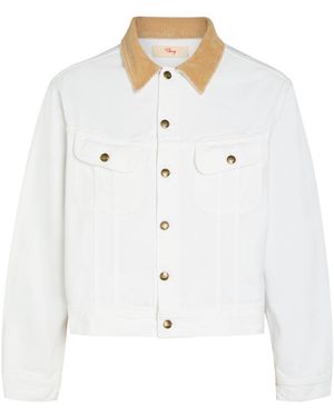 CHERRY LA Corduroy-Collar Denim Trucker Jacket - White