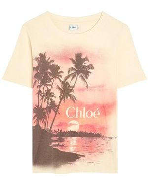 Chloé Printed Cotton T-Shirt - Pink