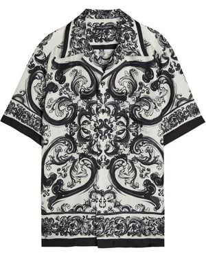 Dolce & Gabbana Majolica Printed Silk-Twill Shirt - Black
