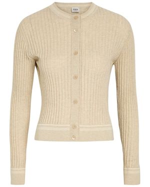 Tod's Striped Trims Cotton-Knit Cardigan - Natural