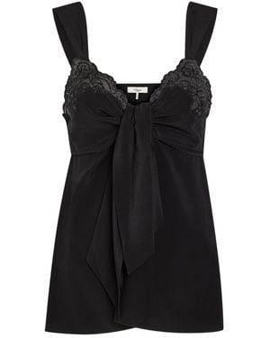 Chloé Lace-Trim Silk-Georgette Top - Black