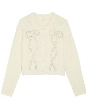 LoveShackFancy Leocadia Embellished Wool-Blend Cardigan - White