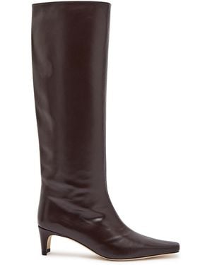 STAUD Wally Leather Knee-High Boots - Brown