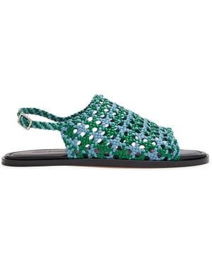 JW Anderson Net Woven Leather Sandals - Green