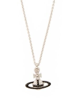 Vivienne Westwood Mayfair Bas Relief Orb Rhodium-Plated Necklace - White