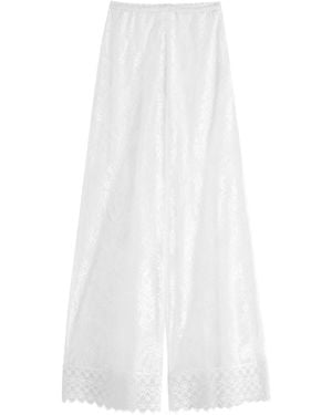Charo Ruiz Jeret Wide-Leg Sheer Lace Pants - White