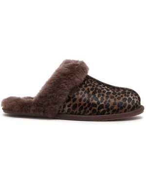 UGG Scuffette Caspian Printed Calf-Hair Slippers - Brown