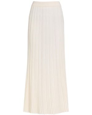 Balmain Striped-Weave Fine-Knit Midi Skirt - White