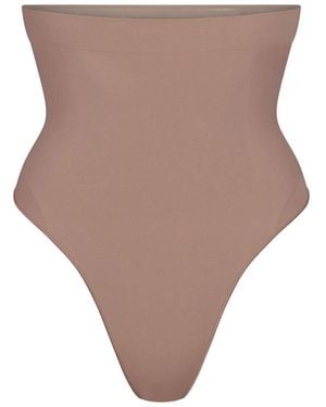 Skims Seamless Sculpt High-Waisted Thong - Brown