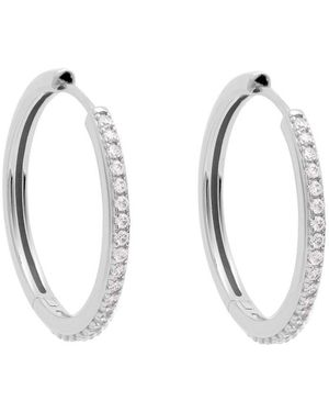 Astrid & Miyu Essential Crystal Large Sterling Hoop Earrings - Blue
