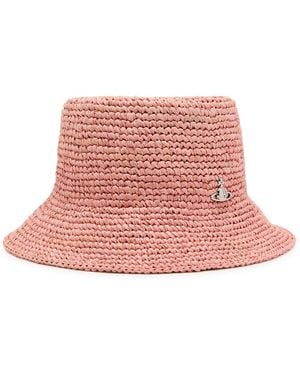 Vivienne Westwood Orb Raffia Bucket Hat - Red