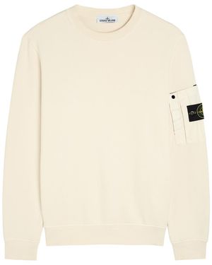 Stone Island Logo Cotton Sweatshirt - Natural