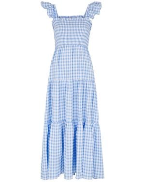 Kitri Aisha Gingham Seersucker Midi Dress - Blue