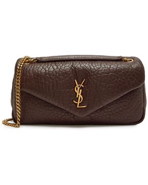 Saint Laurent Calypso Medium Pebbled Leather Shoulder Bag - Brown