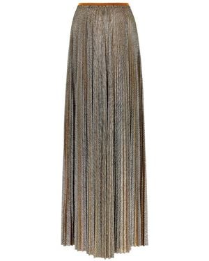 forte_forte Pleated Metallic-Weave Maxi Skirt - Natural