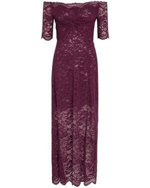 Rabanne Off-The-Shoulder Lace Maxi Dress - Purple