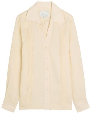 Johanna Ortiz Manly Guayabera Pleated Linen Shirt - Natural