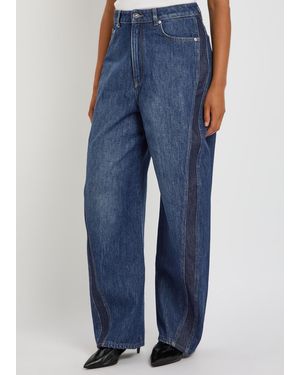 Givenchy Paneled Barrel-Leg Jeans - Blue