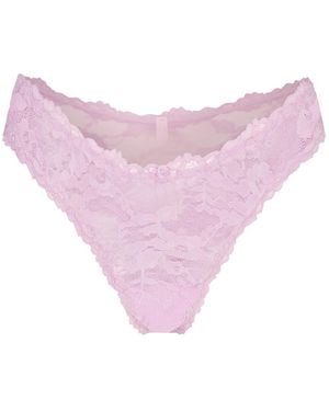 Skims Stretch-Lace Dipped Thong - Pink