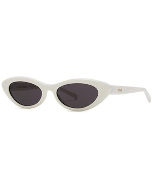 Celine Cat-Eye Sunglasses, Dark Lenses, Signature Dot Detail - White