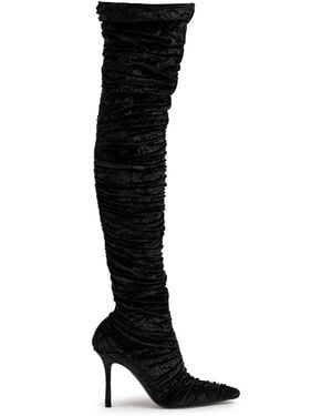 Jimmy Choo Lotta Otk 100 Velvet Over-The-Knee Boots - Black