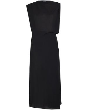 Jacquemus La Robe Drap Draped Cotton-Blend Midi Dress - Black