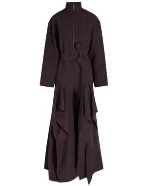 Alaïa Ruffle Poplin Jumpsuit - Purple