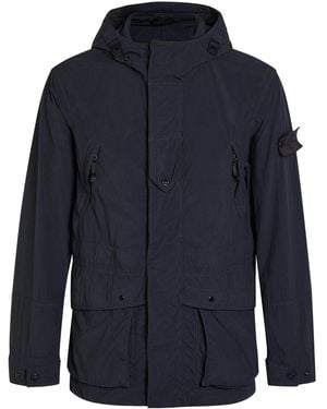 Stone Island Ghost Hooded Nylon Parka Jacket - Blue