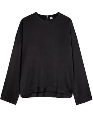 TOTEME Draped Satin Top - Black