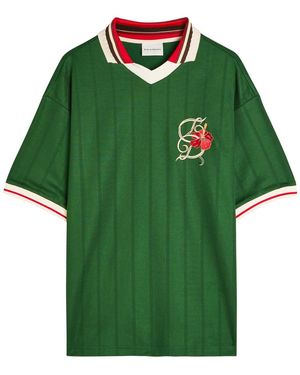 Drole de Monsieur Polo D Hibiscus Embroidered Jersey Polo Shirt - Green