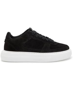 Cleens Court Panelled Suede Trainers - Black