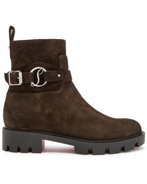Christian Louboutin Dianouchette Lug Suede Ankle Boots - Brown