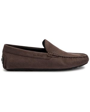 BOSS Noel Peppled Nubuck Loafers - Brown